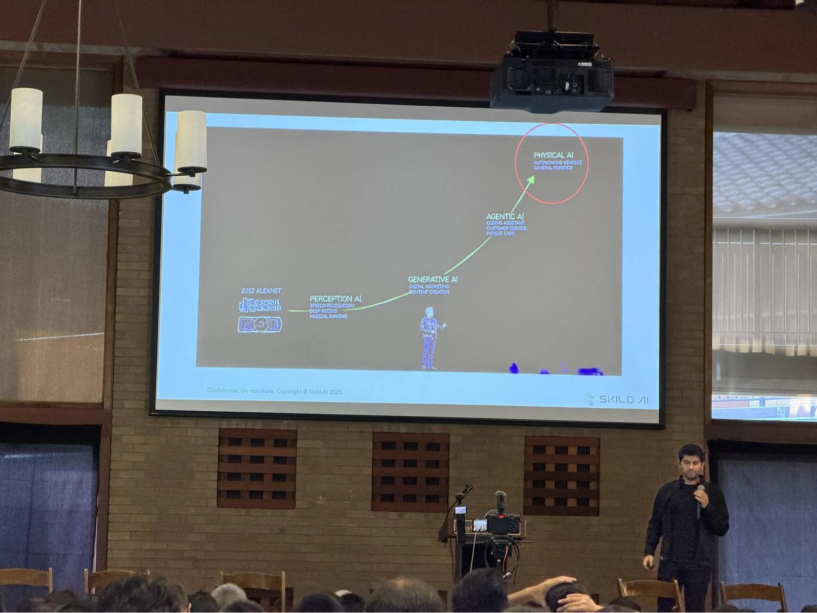 Physical AI presentation on the Stanford stage
